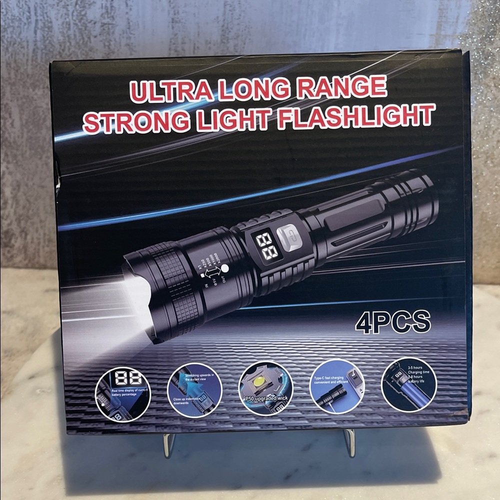 Ultra Long Range Strong Light Flashlight - 4 PCS